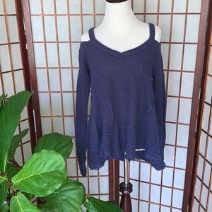 Free People Moonstruck Off shoulder Waffle Sweater